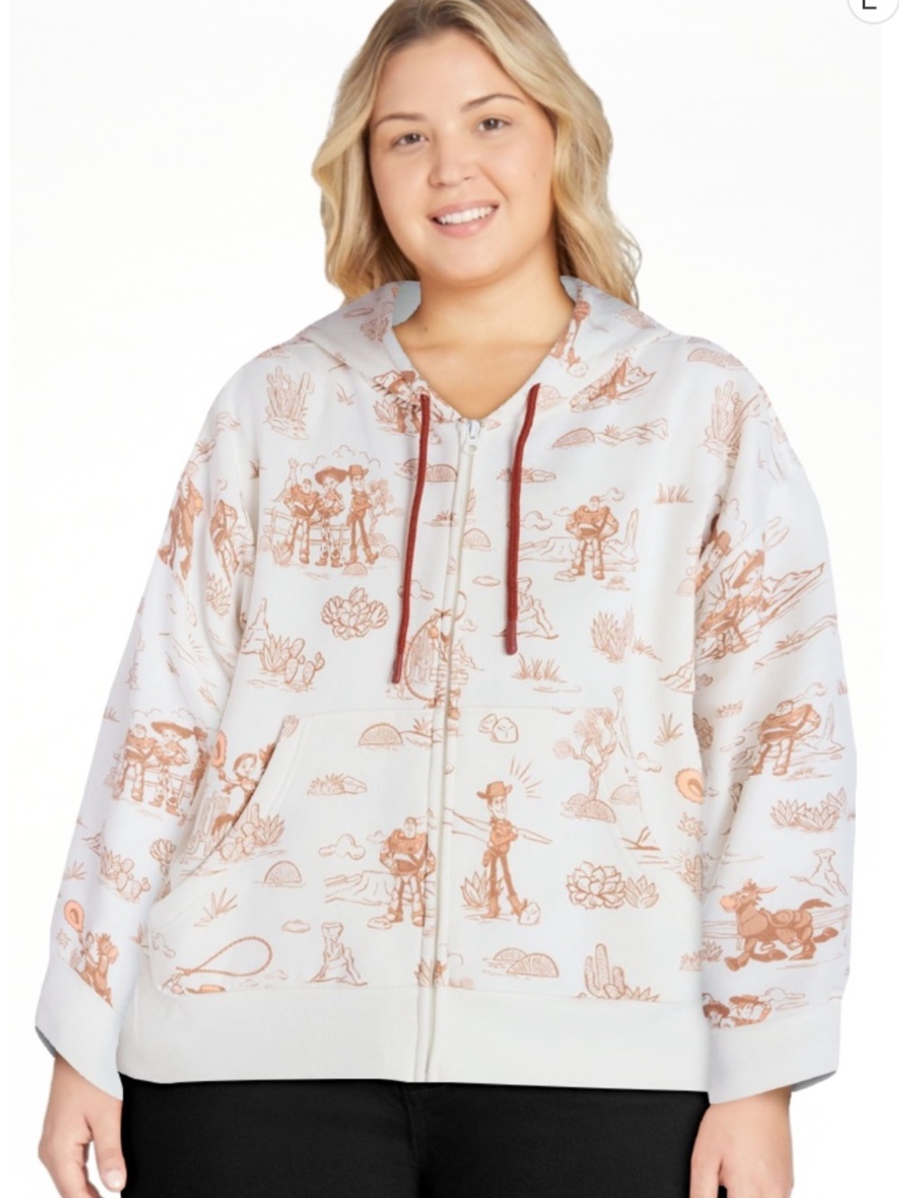 Toy Story women’s Egret Graphic Full Zip Hoodie Size Medium NWT